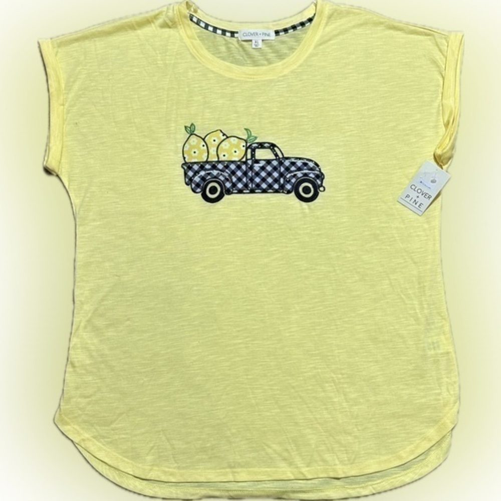 Clover + Pine Lemon Truck Cropped Sleeve Shirt XL